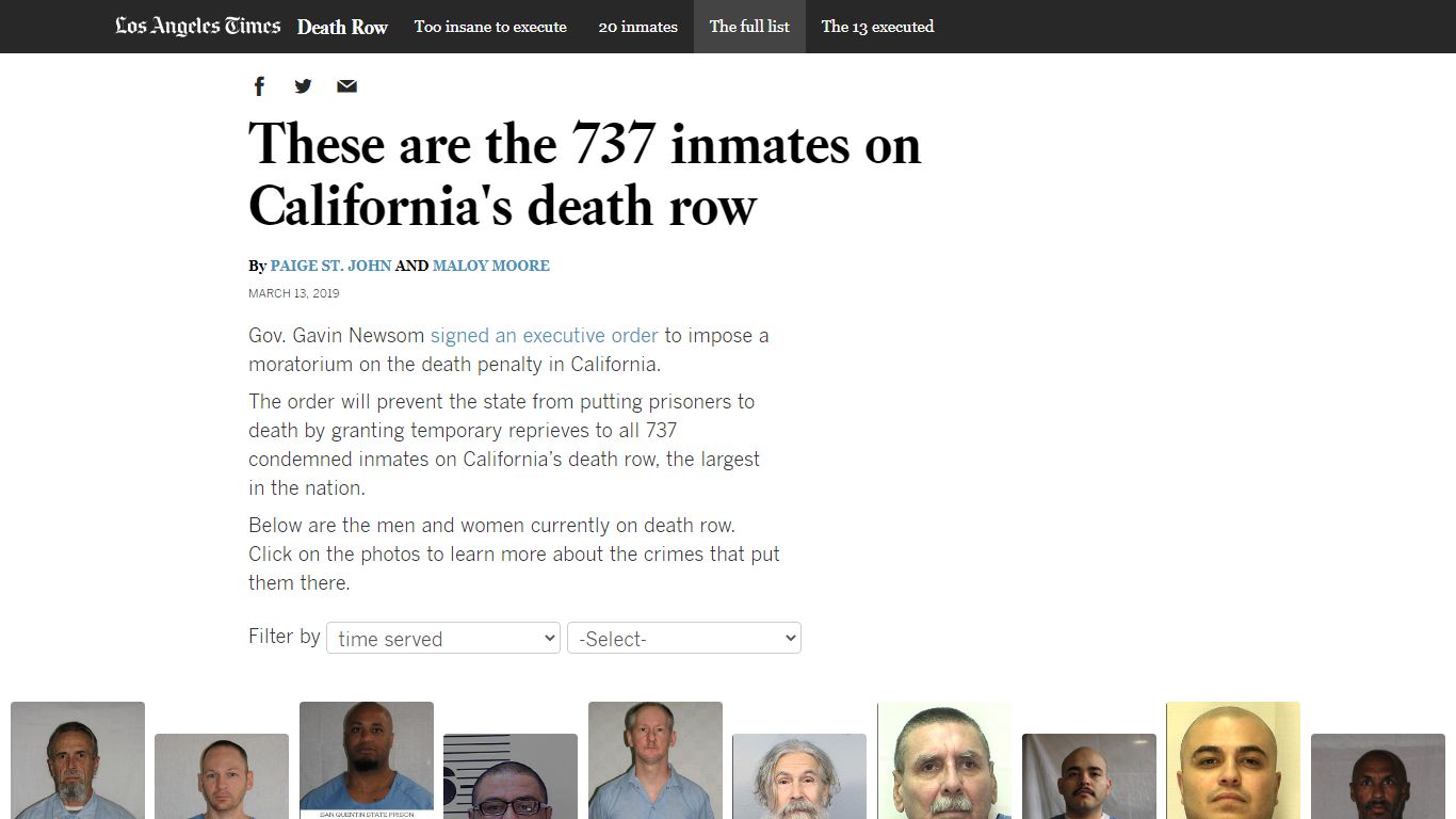 These are the 737 inmates on California's death row